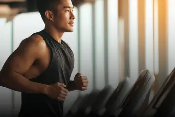 Person exercising on a treadmill