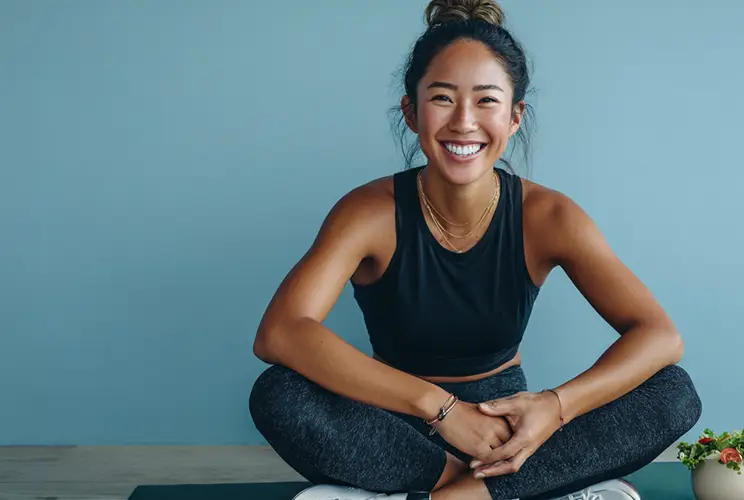 Women sitting in yoga mat